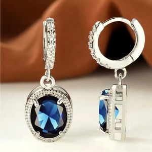 COPY - Silver and blue rhinestone earrings. NWOT